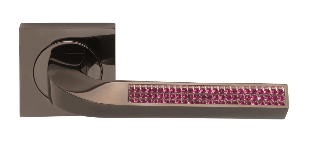 Дверные ручки MORELLI Luxury BRILLIANCE GMB/FUCHSIA RVD Цвет - Оружейный метал с кристаллами фуксия