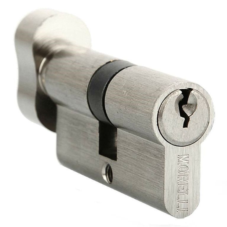 Ключевой цилиндр MORELLI с поворотной ручкой (70 мм) 70CK SN Цвет - Белый никель